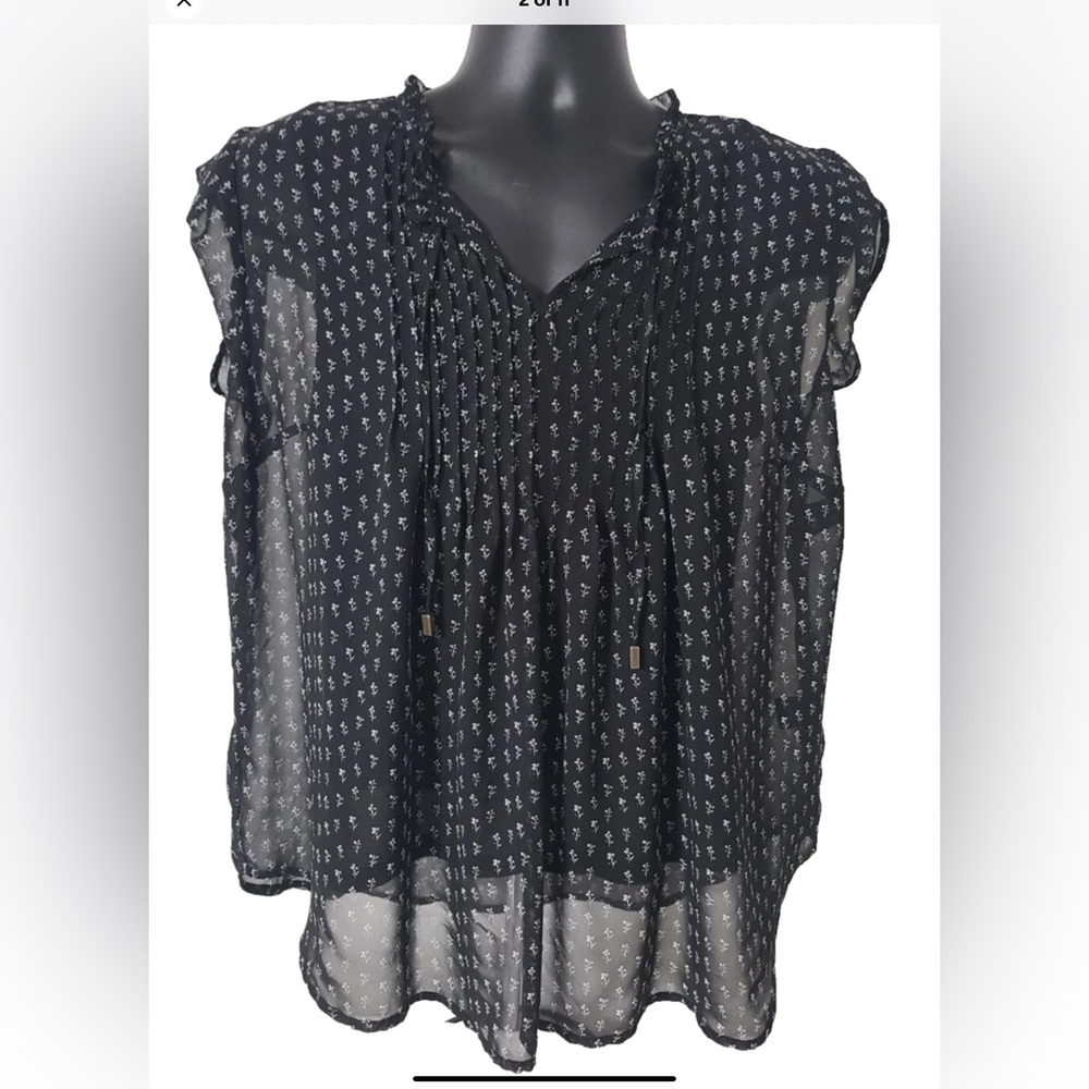 Liz Claiborne Black and White Patterned Blouse size XL women’s NWT